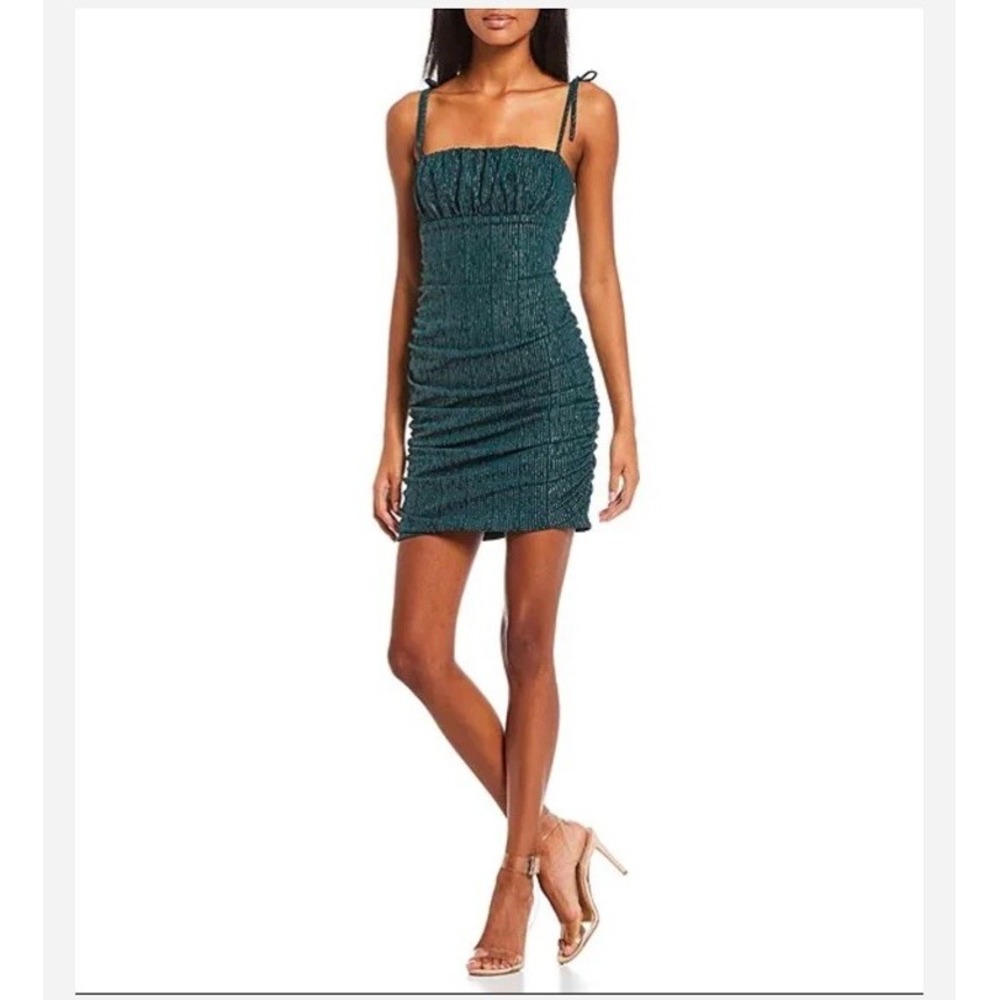 City Vibe Spaghetti Stap Green/ Gold Christmas Homecoming Party Dress‎ Junior 11